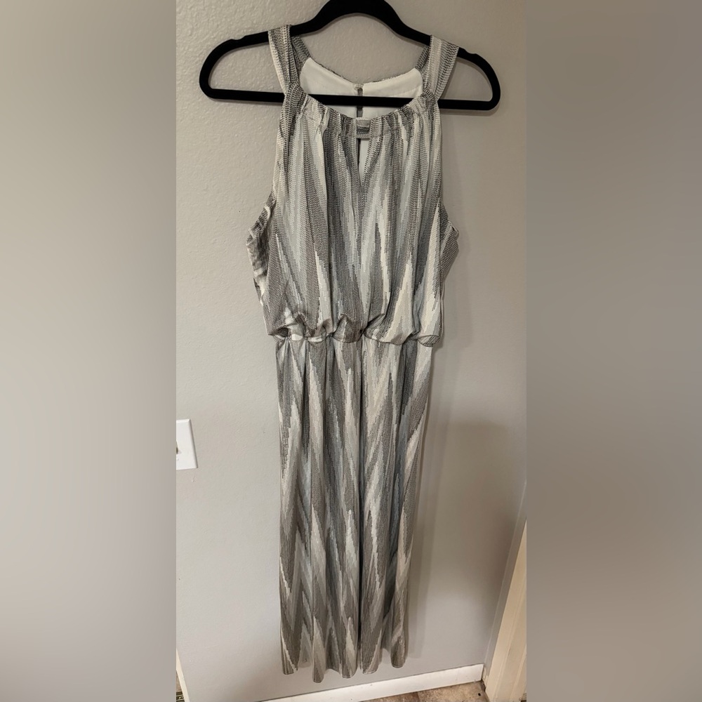Chicos - Chevron Maxi Dress - Grey White - Size 2 - Picture 3 of 4